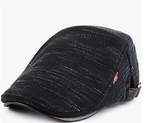 メンズ キャスケット ハンチング帽子 ニット帽 欧米風ニットキャップ カジュアル 帽子 調節可能 ブラック　黒　０３ 帽子