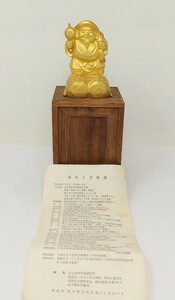 m2-642 ☆【人間国宝 香取正彦作 金塗大黒天像】ブロンズ 商売繁昌 家内安全の神 共箱 香取正彦略歴 美術品 置物 仏像 像高さ/約10㎝