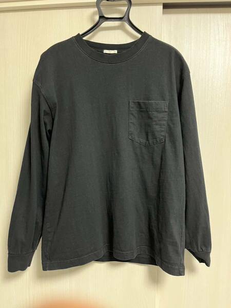 gu ジーユー ポケットTシャツ ロンT ヘビーウェイトクルーネックT(長袖) メンズMサイズ 黒　ブラック　ロンT