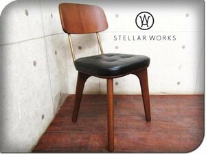 新品/未使用品/STELLAR WORKS/高級/FLYMEe/Utility Chair V/Neri＆Hu/ウォールナット/アッシュ材/スチール/牛革/ブラック/127600円/ft8356m