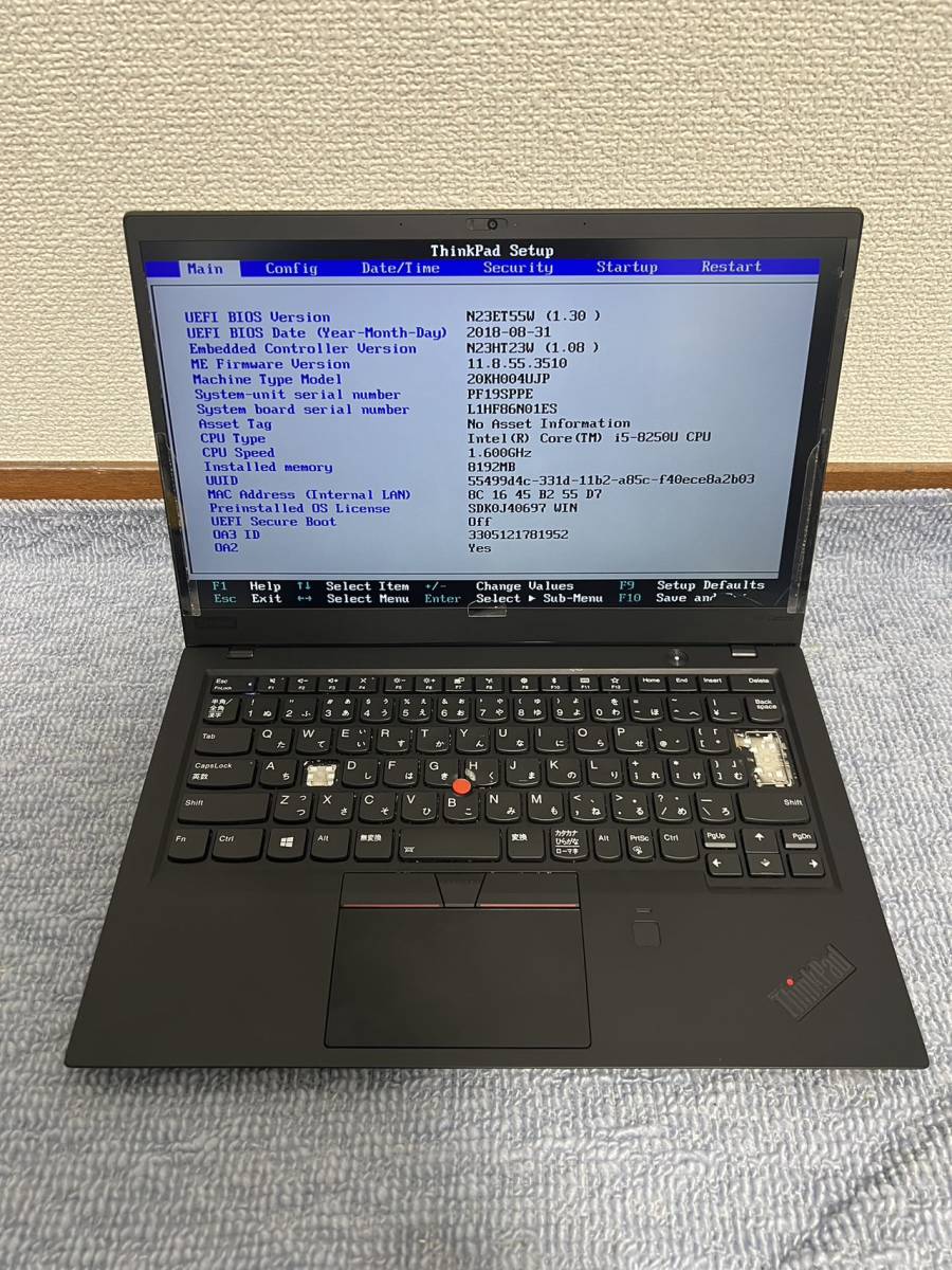 JXNT2438 /Lenovo ThinkPad X1 Carbon /Corei5-8250U 1.6GHz/ メモリ