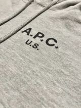 APC パーカー ライトグレー Sサイズ USA製 カリフォルニア アーペーセー メンズ コットン 綿 a.p.c. スウェット 生地 フーディー_画像3