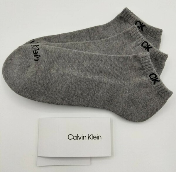 Calvin Klein(カルバンクライン) メンズソックス くるぶしソックス グレイ 3足セット 男性用靴下