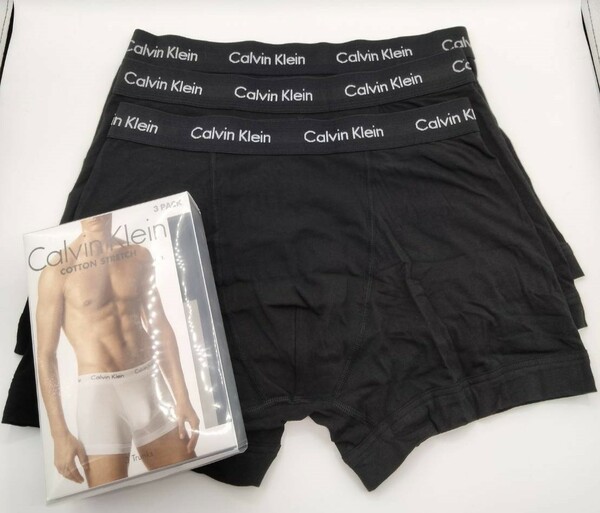 【Ｍサイズ】Calvin Klein(カルバンクライン) コットンストレッチ ボクサーパンツ 黒3枚セット メンズボクサーパンツ 男性下着 U2662