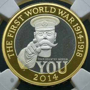 【ピエフォー 倍厚】2014年 第一次世界大戦100周年記念 銀貨 金 英国陸軍 イギリス ロイヤルミント エリザベス2世 NGC アンティークコインの画像4