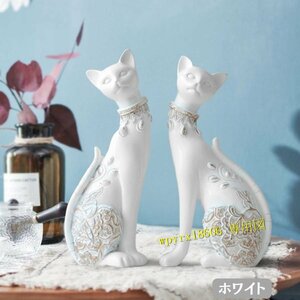 置物 キャット CAT オーナメント 誕生日 インテリア 飾り付け 室内/ホワイト