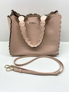 FURLA フルラ 2wayハンドバッグ ピンク レザー ショルダーストラップ付き