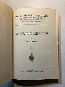 ●再出品なし　「ALGEBRAIC SURFACES」　O.ZARISKI：著　JULIUS SPRINGER：刊　1935年発行　※蔵印有