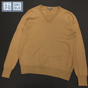 UNIQLO ユニクロ カシミヤ100% ニットセーター Vネック プルオーバー 長袖 メンズ サイズXL