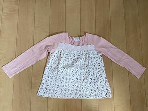 【120cm】★Will Mery ウィルメリー キッズ ジュニア ロンT 女の子用 トップス 花刺繍柄 長袖Tシャツ★