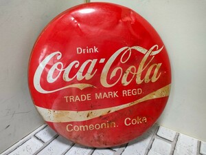 希少、当時物！Coca-Cola　丸型ホーロー店頭看板　約30センチ　アンティーク、ビンテージ　昭和〜平成レトロ