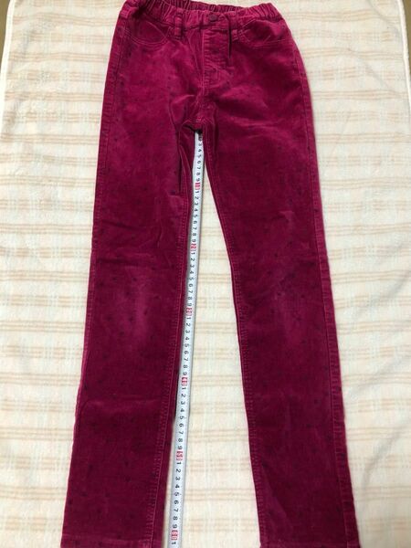 GU 長ズボン 140cm 星柄 赤紫 冬素材 ジーユー