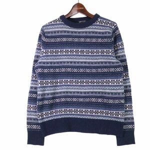 BEAMS HEART ビームス ハート 秋冬 クルーネック ウール100%★ ノルディック柄 ニット セーター Sz.M　メンズ　E3T02248_9#K