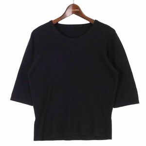 ㈱アルタイ 秋冬 5分袖 カシミヤ100%★ ニット カットソー Sz.F　レディース 黒　E3T02262_9#K