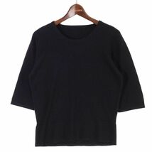 ㈱アルタイ 秋冬 5分袖 カシミヤ100%★ ニット カットソー Sz.F　レディース 黒　E3T02262_9#K_画像1