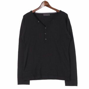 MONSIEUR NICOLE ムッシュ ニコル 秋冬 長袖 ヘンリーネック ウール★ ニット カットソー ロンTシャツ Sz.46　メンズ 黒　E3T02386_A#K