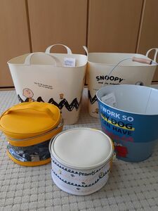 マルチバスケット2個　スチールバケツ　ポーチ2個　SNOOPY5個セット