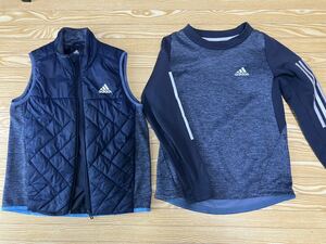 adidas 150cm 2点セット アディダス B TRN CLIMIX 2IN1 ストームプルオーバー 裏起毛 ウインドジャケット ベスト スウェット サッカー