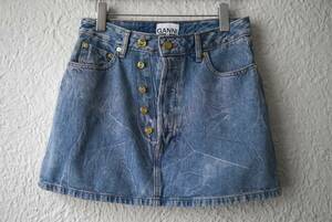 22AW CRINKLE DENIM DOUBLE FLY MINI SKIRT デニムミニスカート / GANNI(ガニー)