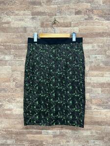 Drawer ドゥロワー 高級 スカート 36 花柄 グリーン ブラック