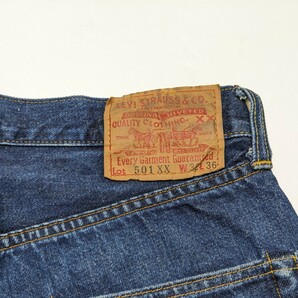 Levi's リーバイス 501XX W32 ボタン裏555 バレンシア工場 90s 98年製 米国製 USA 復刻 BIGE 赤耳 タグの印字有 デニム ジーンズ パンツの画像8