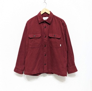 23AW WTAPS ダブルタップス ワークシャツ シャツジャケット 232TQDT-SHM03 バーガンディ 02サイズ コットン