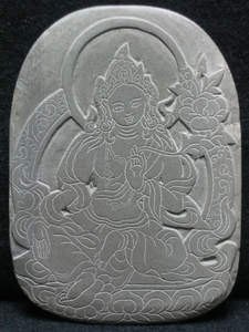◎●チベット仏教 　緑多羅(緑ターラー)女神像　マニ石　　　 NO.13