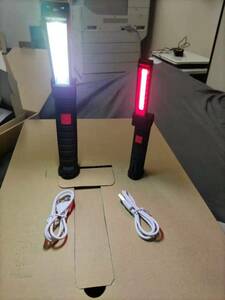(大1個＆小1個 LS)作業灯 LED 作業灯 懐中電灯ワークライト 強力COBライト ハンディライト 折り畳み式 内蔵バッテリー USB充電式 