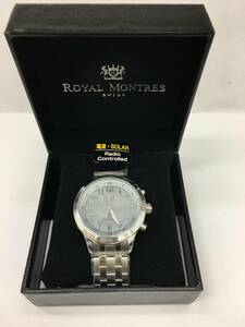 8249 ROYAL MONTRES クォーツメンズ時計 電波時計　稼働品 状態良好 中古品 ケース径3.9mm