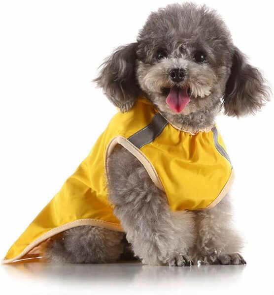 犬 レインコート 犬用品 ペットカッパ雨具ポンチョ お出かけ お散歩 防水 犬服 反射テープ 帽子付き 雨合羽 XS イエロー