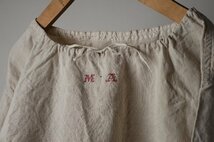 フランス ヴィンテージ リネン 麻 ワンピース スモックシャツ 刺繍 レディース [C817]_画像7
