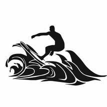 黒/サーフィン/ステッカー/サーフ サーファー 海 波 サーフボード ハワイ ハワイアン マリン ビーチ 波乗り/カッティング ブラック_画像1