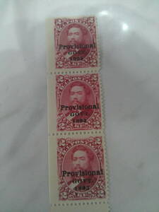  Hawaii 1893 2c special . prefecture .. corner 3 sheets strip fresh . unused . beautiful goods original glue NH