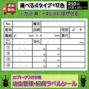 【カブクワ】幼虫管理・飼育ラベルシール 10シート