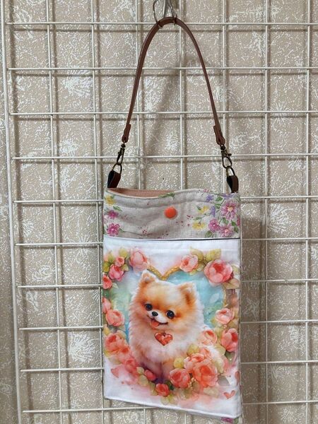 持ち手付き ミニバック ポメラニアン ハンドメイド