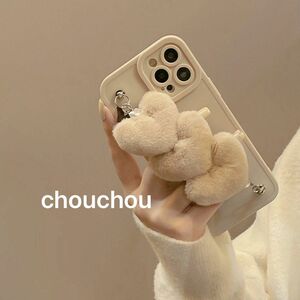 スマホケース 韓国 iphone15 iphone15pro 14 13 12 かわいい ファー ハート くすみ色 ケース