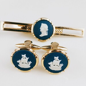 WEDGWOOD ウエッジウッド Stratton ストラットン カフスボタン タイピン メンズ スーツアクセ バイキングシップ 海賊船 アクセサリー