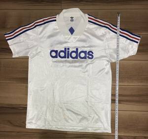 【ビンテージ美品】adidas アディダス (デサント) 90s ゲームシャツ (ホワイト) サイズ:L-O