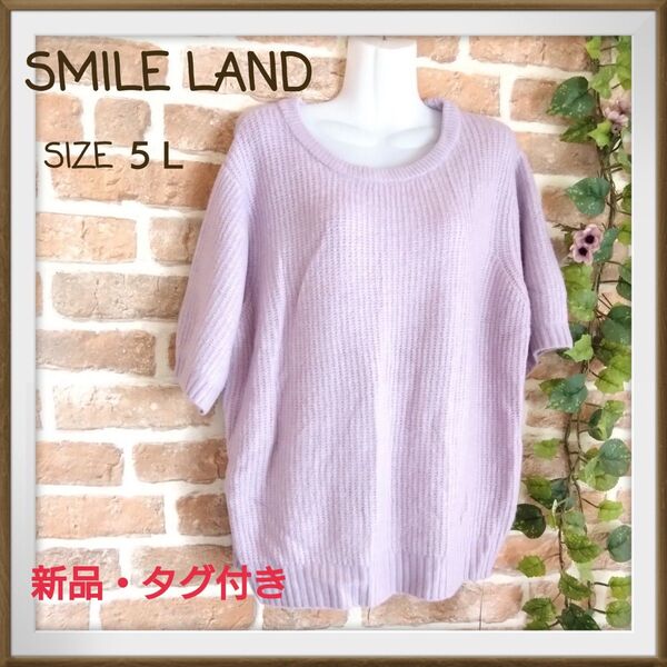 【SMILE LAND】大きいサイズ　半袖ニット　セーター　サイズ５Ｌ