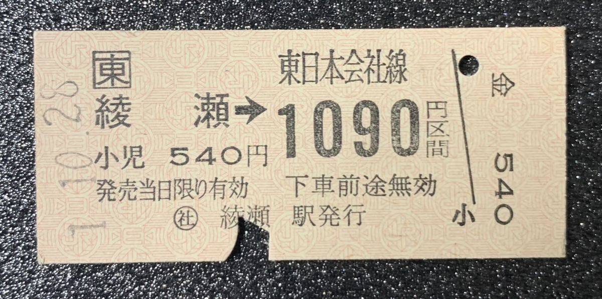 JR東日本 乗車券 東京都区内→岐阜 東海道線経由 6180円 ◯社 綾瀬駅