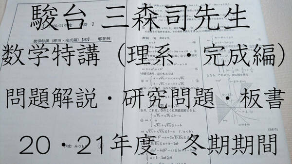 駿台　最新版　20年度　20・21年冬期　三森司先生　数学特講（理系・完成編）講義問題・研究問題解説　講義ノート　鉄緑会　河合塾　SEG