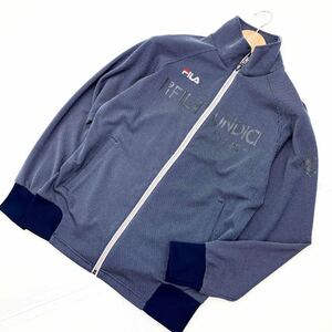 フィラ ★ FILA キレイなシルエット◎ スポーティ ジャージ ジャケット 細身 M グレー スポーツ トレーニング ネイビー ゴルフ 定番■EF26