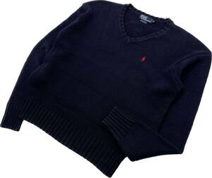 POLO RALPH LAUREN ☆ 扱いしやすい◎ コットン ニット セーター ネイビー 紺色 M アメカジ 大人カジュアル ポロラルフローレン■S2539