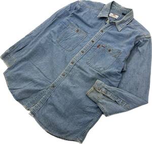 Levi's ☆ 風合い◎ ライトブルー デニムシャツ 長袖 シャツ L ワーク アメカジ ストリート 古着 スタイル 人気 定番 リーバイス■DC250