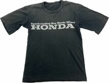 HONDA ☆ ビンテージ 雰囲気◎ ロゴ 両面プリント 半袖 Tシャツ フェード 色落ち ブラック M相当 バイカー アメカジ 人気 企業モノ■DF226_画像3