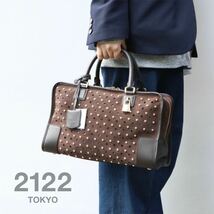 LOEWE ロエベ スタッズ アマソナ パンチング ハンドバッグ ブラウン_画像1