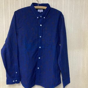 gai Gin meido, Indigo dyeing correcting floral print button down shirt XL size 