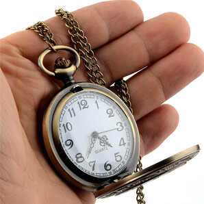 【 送料当社負担 】懐中時計 ポケットウォッチ 時計 チェーンネックレス アンティーク調 ヴィンテージ ローマ数字 P333の画像3