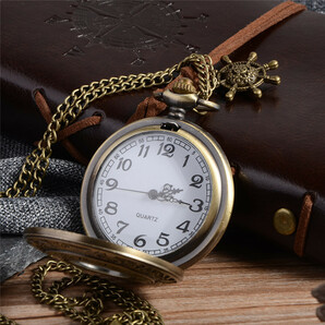【 送料当社負担 】懐中時計 ポケットウォッチ 時計 チェーンネックレス アンティーク調 ヴィンテージ ローマ数字 P333の画像6