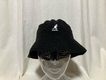 KANGOL カンゴール Bermuda Bucket バミューダバケット つば付き帽子 ハット 黒/白 M 中古品 しわ癖あります_画像1